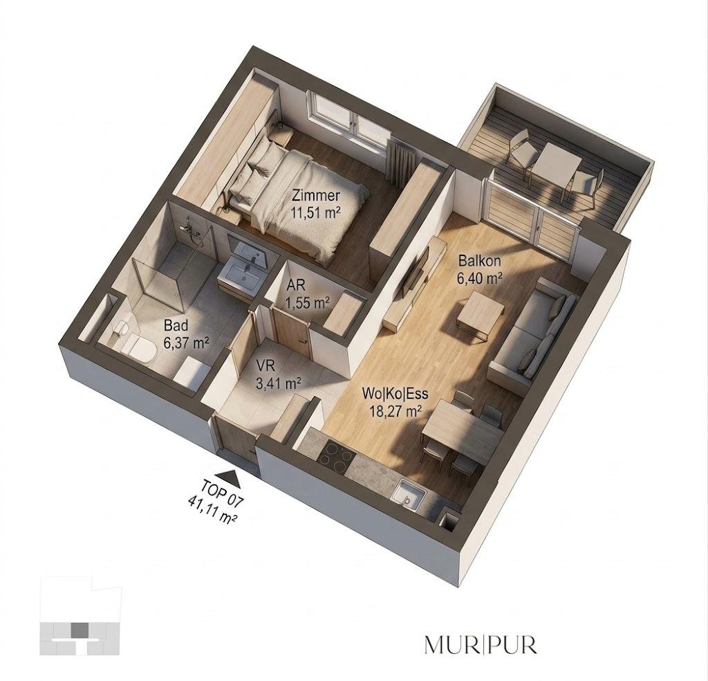 PURE ON THE MUR RIVER – Unser neues Wohnprojekt an Mur – TOP 7; MP